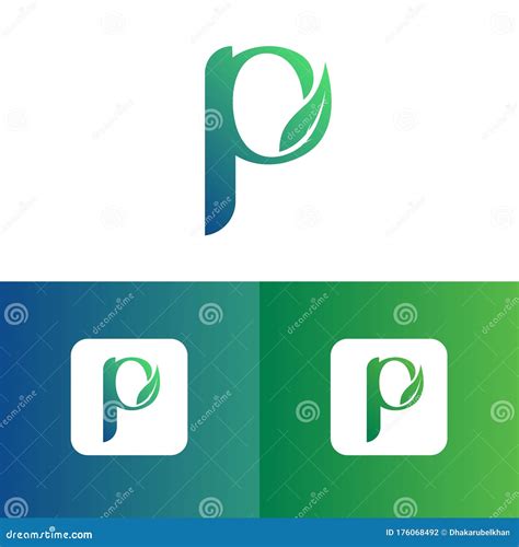 diseño del logotipo vectorial de la letra p y la hoja vector de letra p ilustración del vector