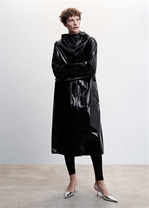 Patent Leather Hooded Parka Women Mango United Kingdom