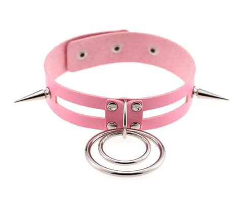 Sexy Rivet Leather Choker Necklaces Big Metal Circle Slave Harness Bdsm Collar Necklace Sex Toys