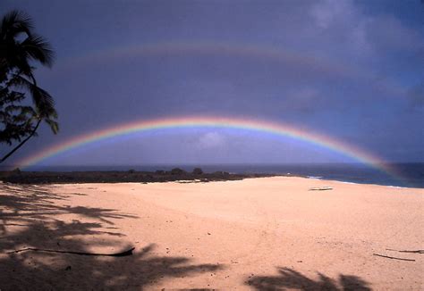 Hawaii Beach Double Rainbow Scan From Slide Sunset