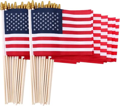 100 Pack Small American Flags On Stick 5x8 Inch Small Us
