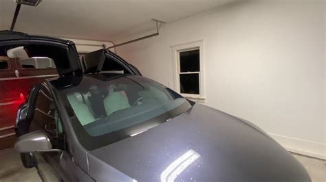 Tesla Model X Falcon Wing Doors Vs Standard Sized Garage Demo Open