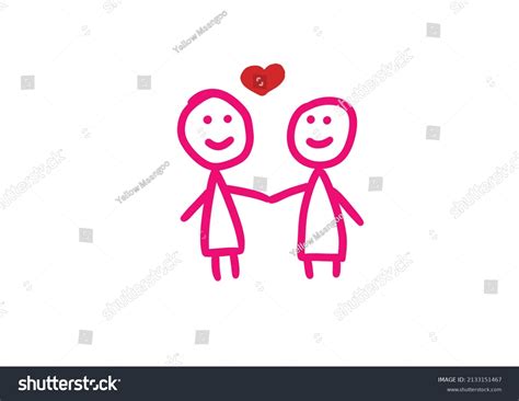 cute lesbian couple drawing homosexual love stock illustration 2133151467