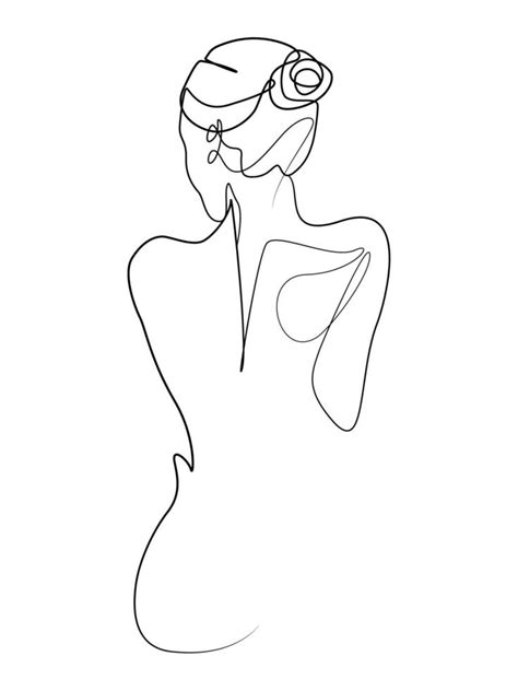 single line nude art print minimal nude art one line drawing of nude woman female body