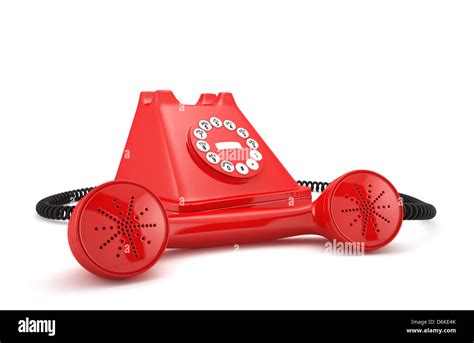 3d Illustration Of Red Old Fashioned Phone On White Background Stock