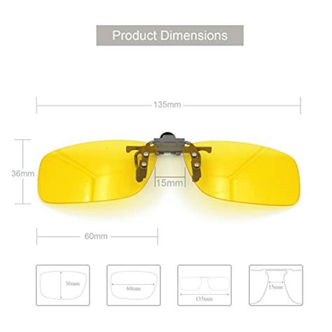 besgoods yellow night vision polarized clip on flip up metal clip sunglasses glasses pricepulse