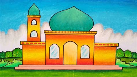 Cara Menggambar Dan Mewarnai Masjid Riset