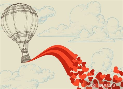 fotobehang hete luchtballon die hartjes romantische begrip pixers® we leven om te veranderen