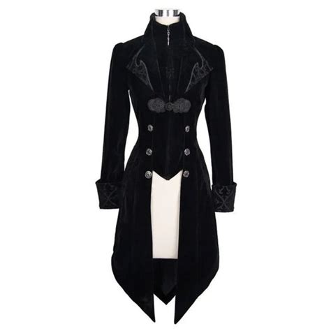 Darkrock Jackets And Coats Womens Steampunk Swallow Tail Coat Gothic Long Winter Black Velvet