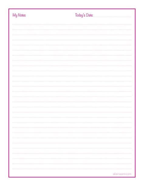 Notes Page Free Printable Writing Paper Printable Notebook Paper