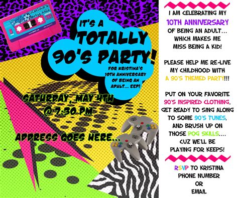 14 Winsome A 90s Birthday Invitation Templates Design Png Birthday