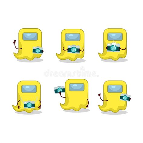 Photographer Profession Emoticon With Ghost Among Us Yellow Cartoon