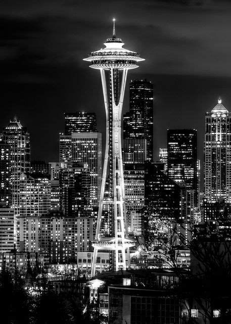 Seattle Space Needle Black And White Seattle Photography Black And