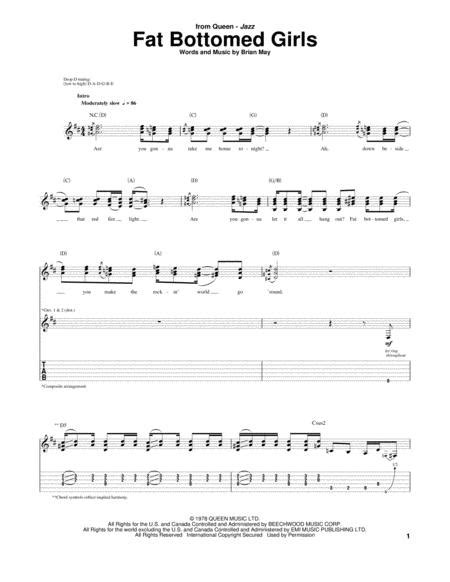 Fat Bottomed Girls By Glee Cast Brian May Digital Sheet Music For