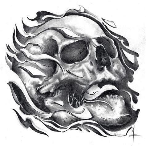 This is quite a masculine tattoo, and monochrome is the way to go with this design. 15 best Ghost Flame Skull Tattoo Designs images on ...