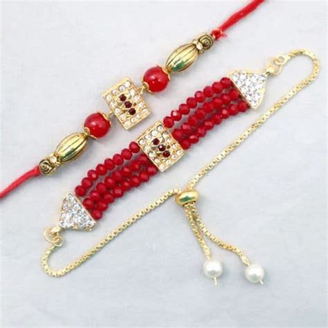 Beads Bhaiya Bhabhi Rakhi Set Red At Rs 85 Piece In Jaipur ID