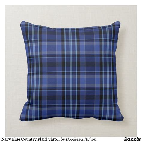 Navy Blue Country Plaid Throw Pillow Tartan Plaid Pillows Navy Blue