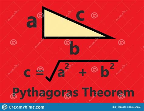 The Formula And Calculation Of Pythagoras Theorem Red Backdrop Stock