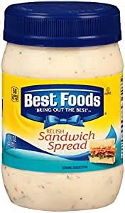 Food database and calorie counter. Best Foods Relish Sandwich Spread, Plastic Jar (15 ounces ...