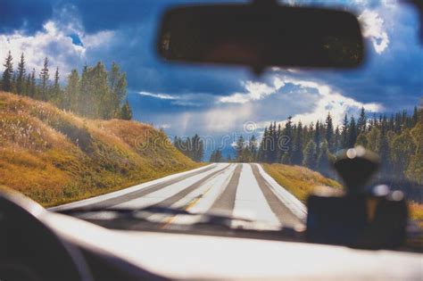 Driving A Car On A Mountain Road Stock Image Image Of Screen Highway