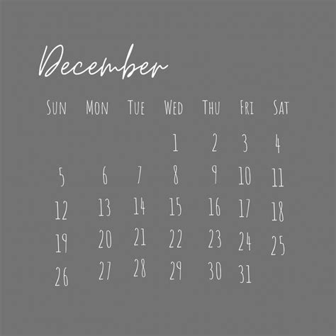 Simple Aesthetic Grey Calendar 2021 Simple Aesthetic Calendar