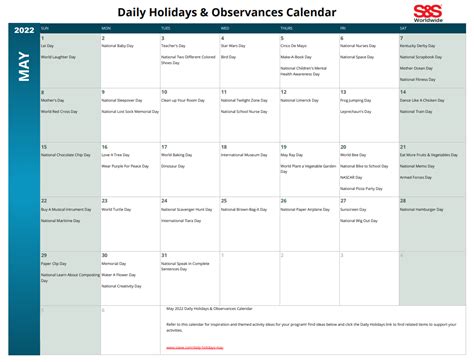 January Daily Holidays And Observances Printable Calendar Sands Blog
