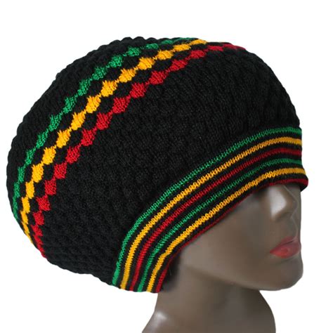 Rasta Slouchy Dreadlocks Tam Hat Beret Cap Reggae Marley Jamaica