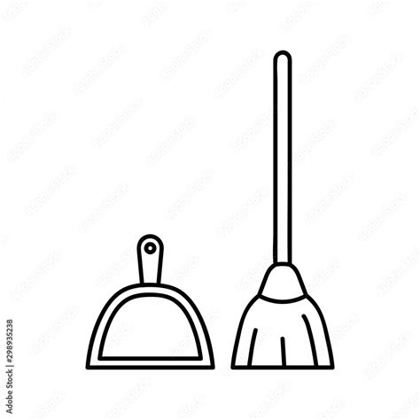Vetor Do Stock Broom And Dustpan Icon Outline Illustration Of Broom