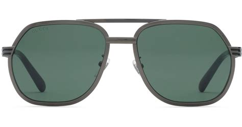 gucci navigator frame sunglasses in grey gray for men lyst