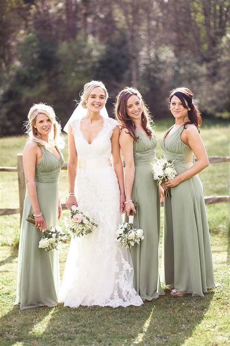Long Bridesmaid Dresses Country Chic Sage Green Marquee Wedding