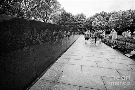 Reflecting Mural Wall At The Korean War Veterans Memorial Washington Dc