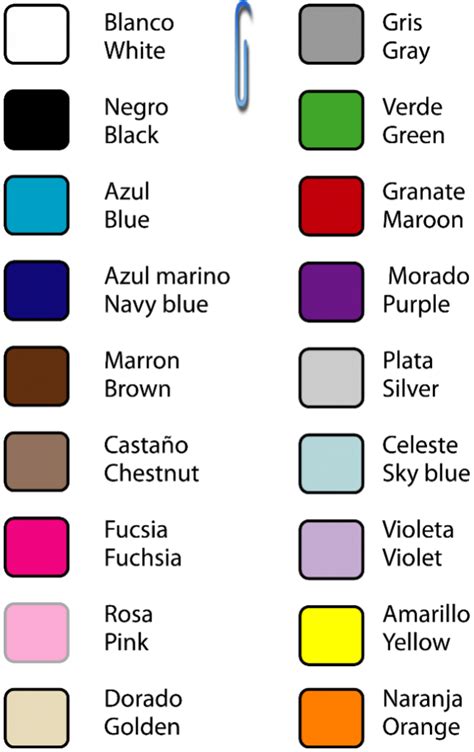 Los Colores Para Imprimir En Espanol