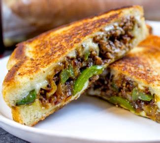 These ground beef philly sandwiches were more up his ally. Ground Beef Philly Cheesesteak Grilled Cheese Sandwiches - Recipes - Faxo