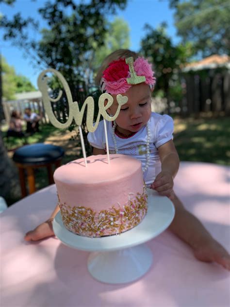 First Birthday Smash Cake Pink And Gold Baby Girl Cake Girl Cake