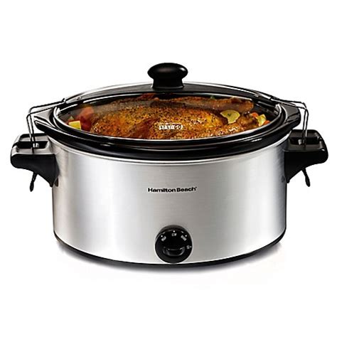 This crockpot comes with one setting you can't adjust: Hamilton Beach® Stay or Go 6-Quart Slow Cooker - Bed Bath ...