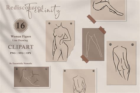 Woman Nude Line Drawing Clipart Graphic By EssentiallyNomadic