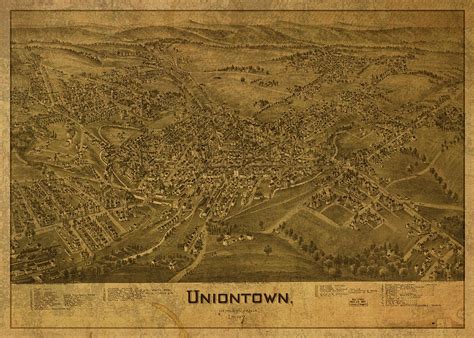 Uniontown Pennsylvania Vintage City Street Map 1897 Mixed Media By