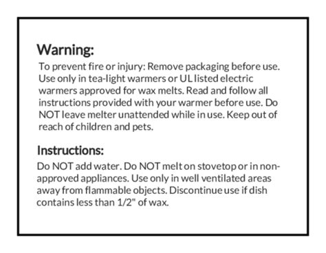 Wax Melt Warning Labels Label Templates Ol1502
