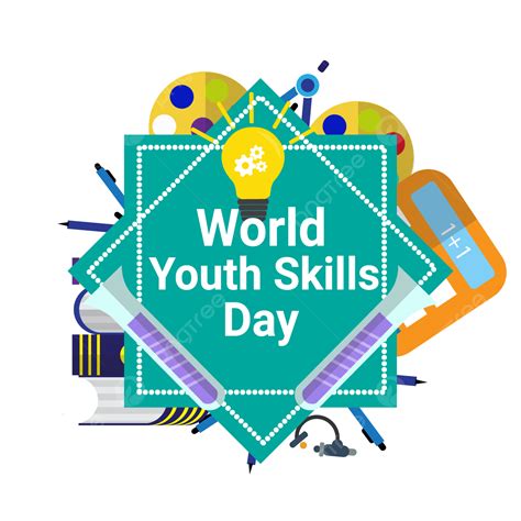 world youth skills day holiday in 15 july with green and white border white border green