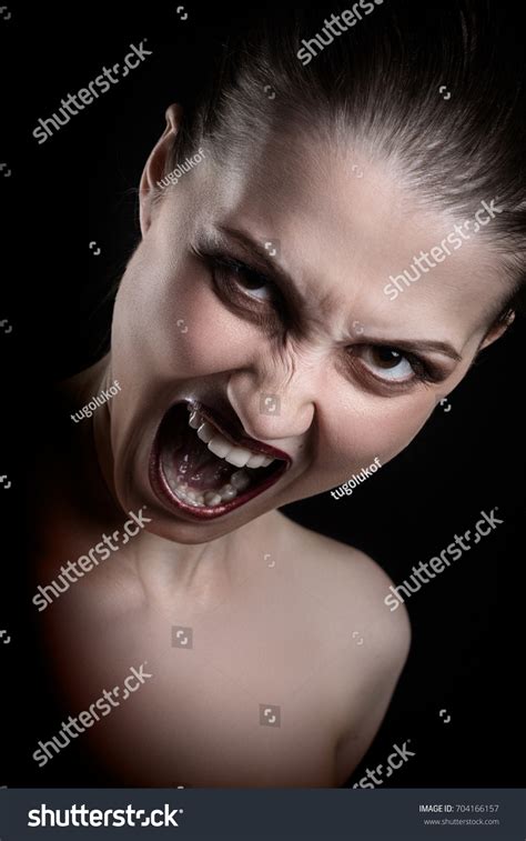 Angry Nude Girl Screaming Camera On Stock Photo 704166157 Shutterstock