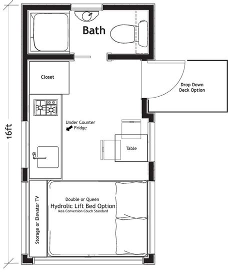 Verve 16 Ft Floor Plan Tiny House Cabin Micro House Plans Floor Plans