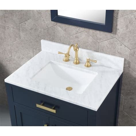 Vanities do not come with faucet (s). 30 inch Monarch Blue Single Sink Bathroom Vanity, Carrara ...