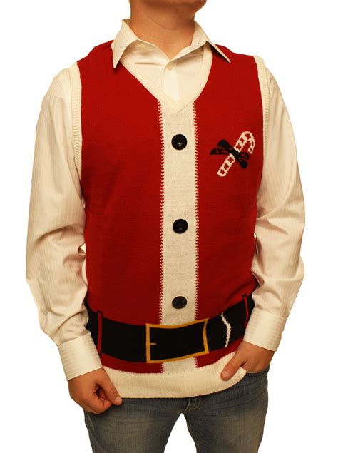 Ugly Christmas Sweater Ugly Christmas Sweater Mens Santa Claus Suit Vest V Neck Xmas