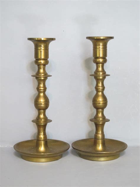 Vintage Brass Candle Holder Set Of 2 Classic Design Solid Etsy