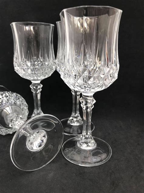 Vintage Wine Glasses With Diamond Cut Pattern Heavy Crystal Etsy Uk