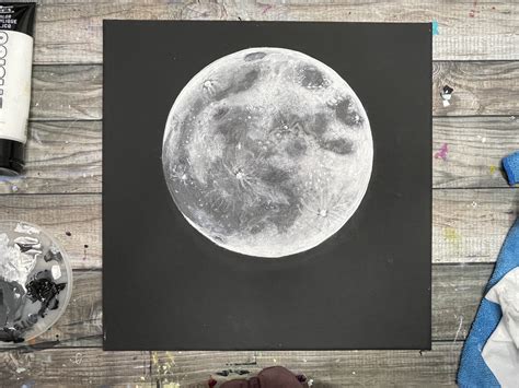 How To Paint The Moon For Beginners Realistic Full Moon With Acrylics