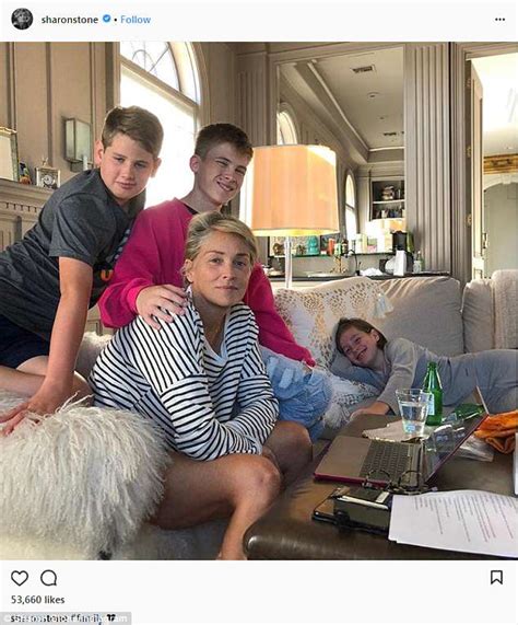Sharon Stone 60 Shares Very Rare Photo With All Three Adopted Sons
