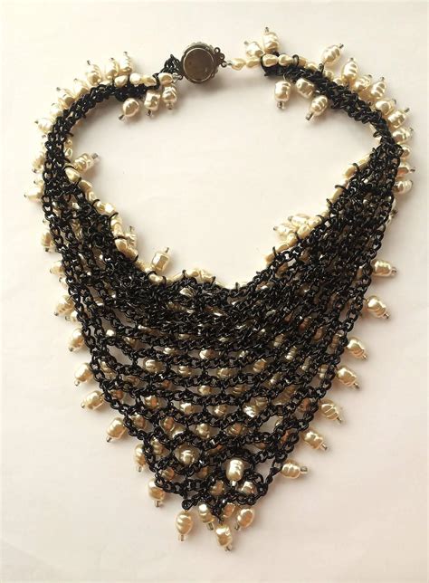 1960s Large Baroque Pearl And Crystal Bib Necklace For Sale At 1stdibs