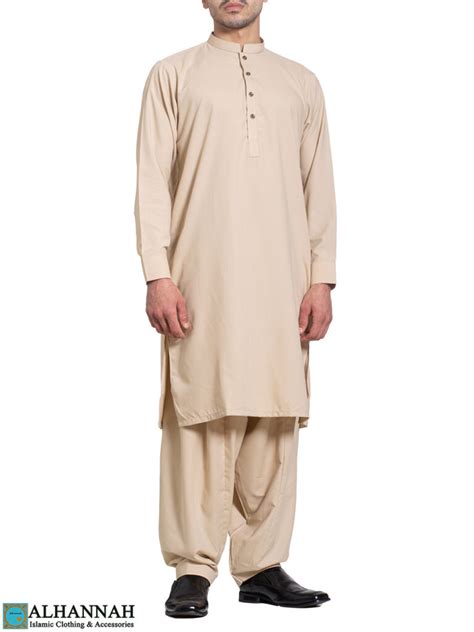 Mens Pakistani Style Salwar Kameez Khaki Me923 Alhannah Islamic Clothing