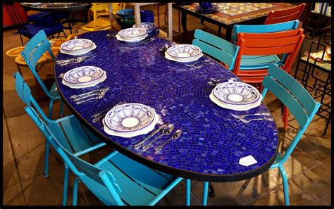 43 x 92 tile mosaic dining table delftware. Furthur Wholesale Mosaic Dining Tables | Mozaik